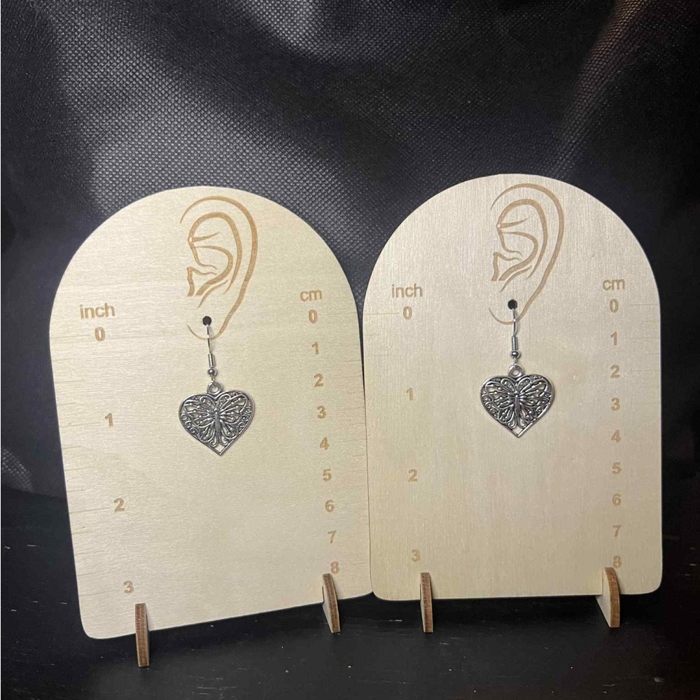 Intricate Silver Heart Earrings